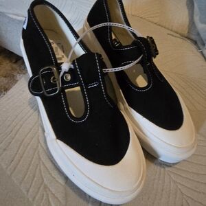 Vans Black and White Buckle Maryjane Sneakers